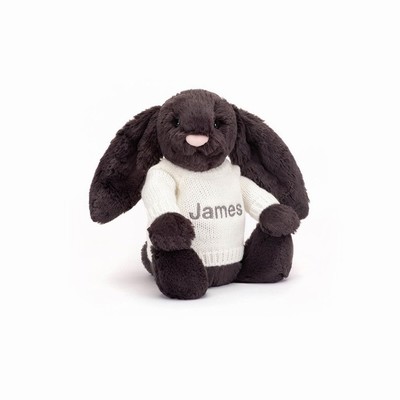 Jellycat Bashful Inky Bunny with Cream Jumper New Zealand | VAHZX0825